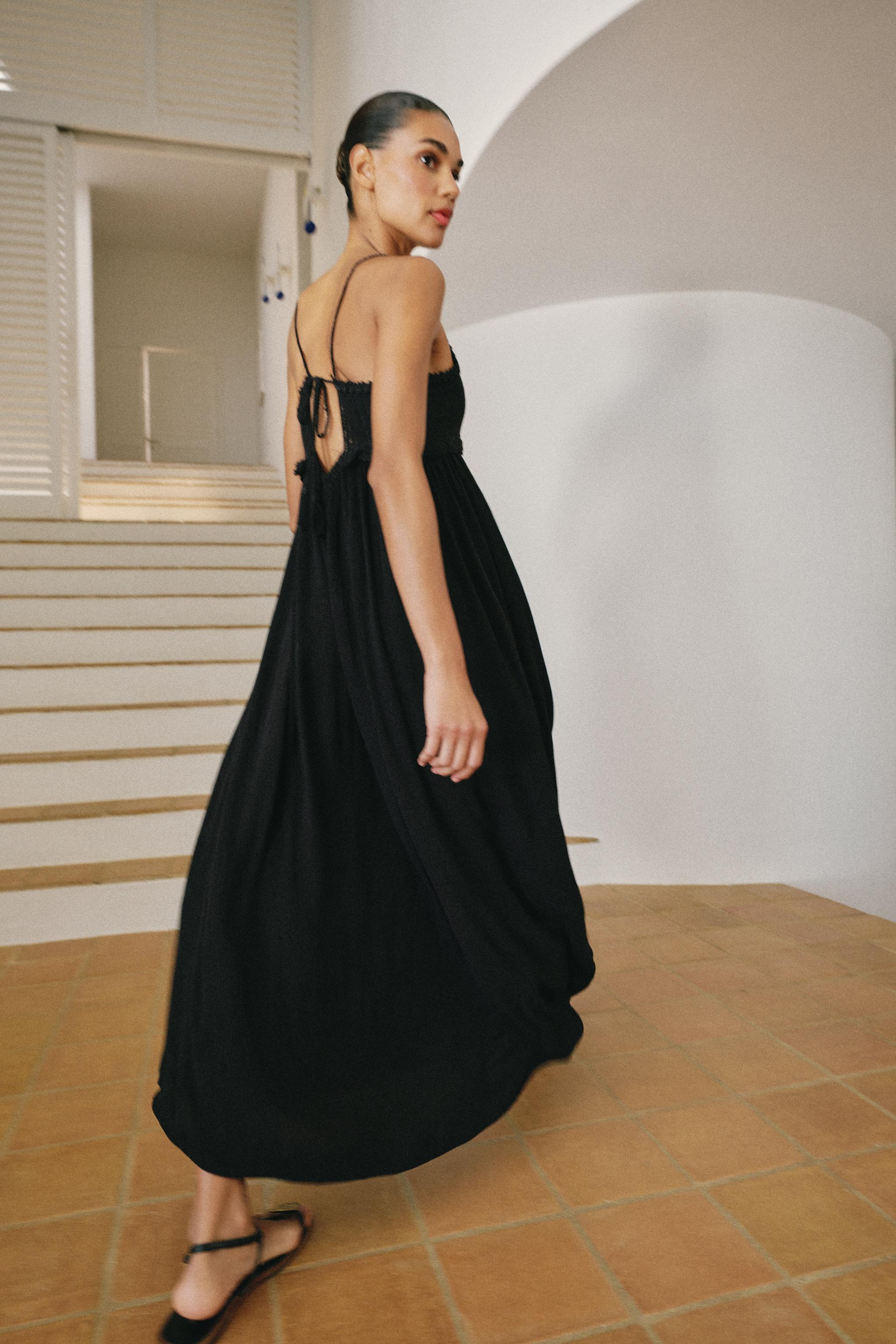 LONG COMBINATION CROCHET KNIT DRESS